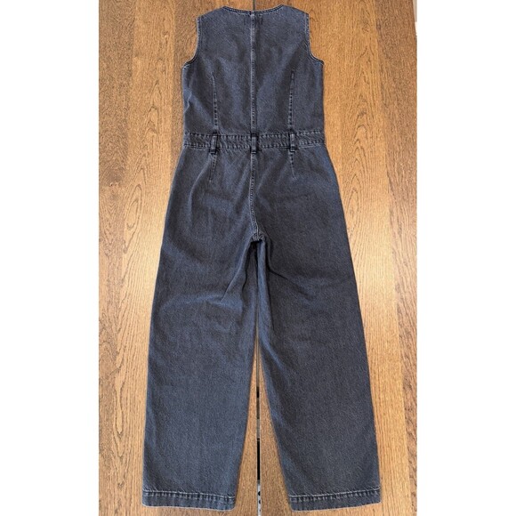 Madewell Denim Zip Front Sleeveless Jumpsuit Women’s Sz S Black Tarrybrook Wash - Picture 5 of 16